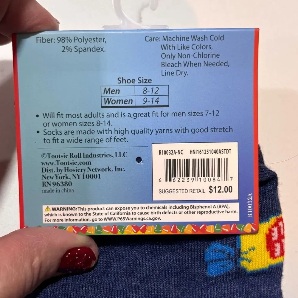 1-Pair Novelty Crew Socks Colorful Design - Sprite Double Bubble OR Tootsie Pops